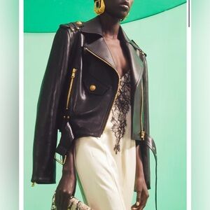 Balmain Black Leather Biker Jacket